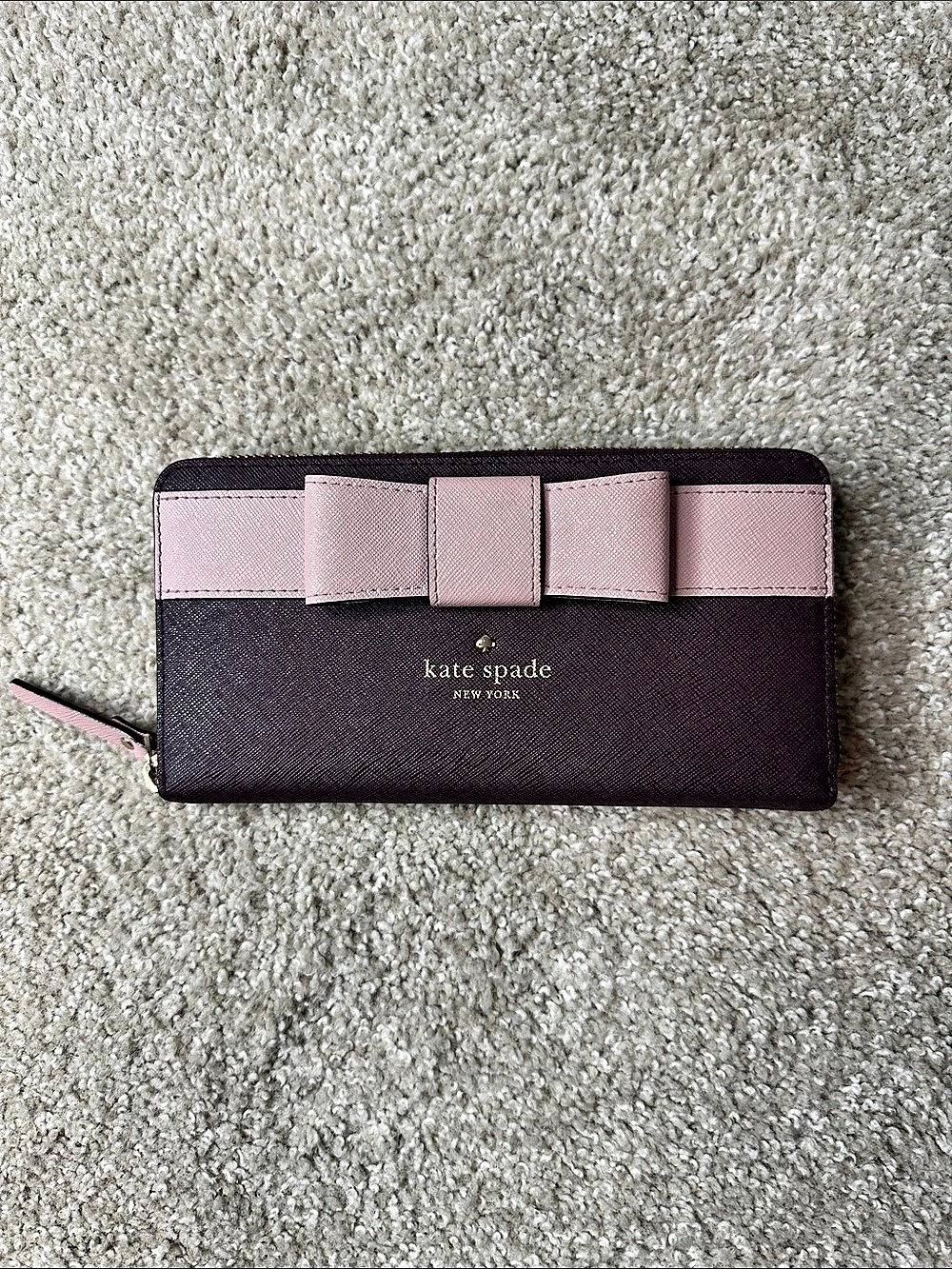 kate spade new york Kate Spade Bow Zip Around Continental Wallet Purple & Pink